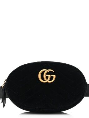 Gucci Black Velvet Mini Belt Bag with Gold GG
